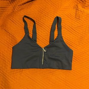 Girlfriend Collective zipper sport bra in midnight (navy)
